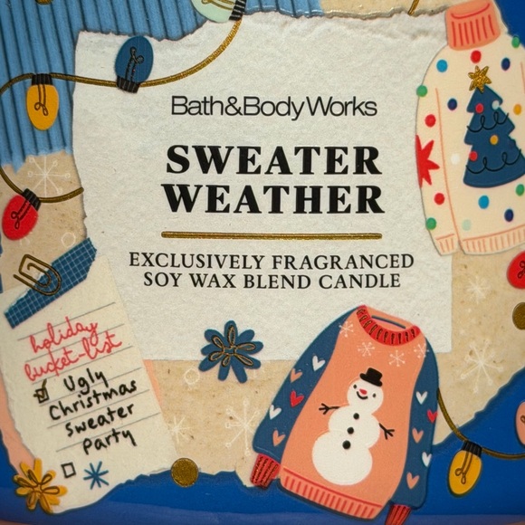 BATH AND BODY WORKS Sweater Weather 3-Wick Candle - Festive Blue - Picture 8 of 15